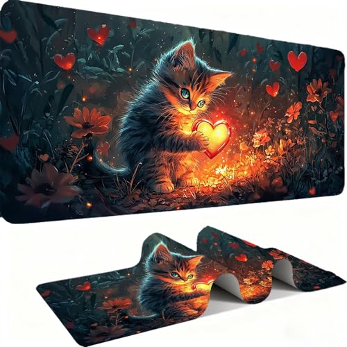 Mauspad, Mousepad XXL 1500 x 800 mm Großes Schreibtischunterlage Katzen Lieben, Vernähter Rand, rutschfest Ieise Mauspad Gaming, für Gaming Büro Office Home, Mouse Pad -alle Maus Arten C0P-449 Bild 1