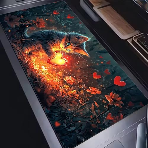 Mauspad, Mousepad XXL 1500 x 800 mm Großes Schreibtischunterlage Katzen Lieben, Vernähter Rand, rutschfest Ieise Mauspad Gaming, für Gaming Büro Office Home, Mouse Pad -alle Maus Arten C0P-449 Bild 2