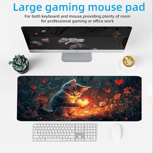 Mauspad, Mousepad XXL 1500 x 800 mm Großes Schreibtischunterlage Katzen Lieben, Vernähter Rand, rutschfest Ieise Mauspad Gaming, für Gaming Büro Office Home, Mouse Pad -alle Maus Arten C0P-449 Bild 3
