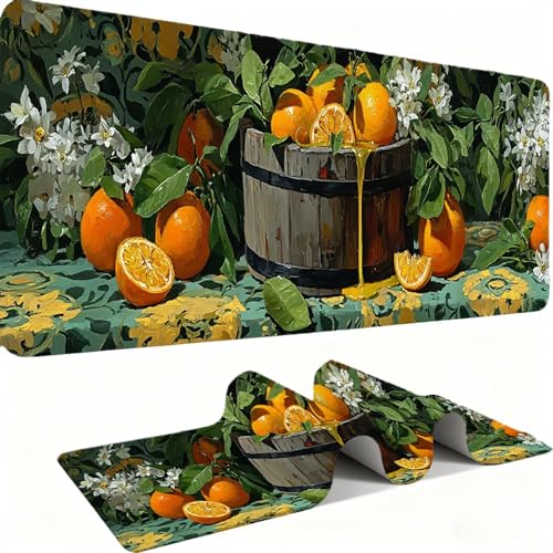 Mauspad, Mousepad XXL 1200 x 600 mm Großes Schreibtischunterlage Obst, Vernähter Rand, rutschfest Ieise Mauspad Gaming, für Gaming Büro Office Geschenke für Männer, Mouse Pad -alle Maus Arten C0P-451 Bild 1