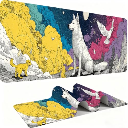 Mauspad, Mousepad XXL 1500 x 800 mm Großes Schreibtischunterlage Hunde Und Tiere, Vernähter Rand, rutschfest Ieise Mauspad Gaming, für Gaming Büro Office Home, Mouse Pad -alle Maus Arten C0P-551 Bild 1