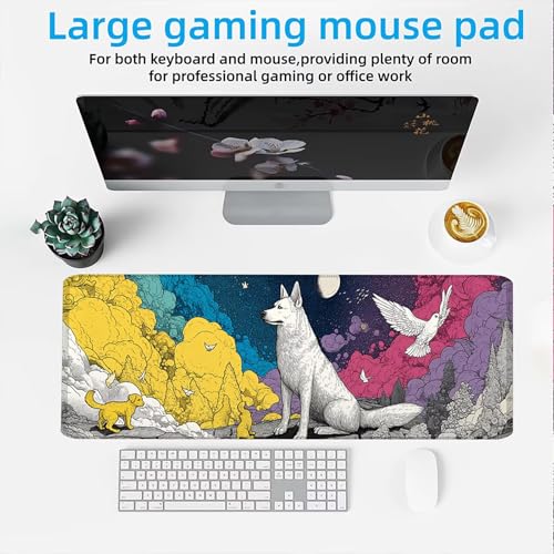 Mauspad, Mousepad XXL 1500 x 800 mm Großes Schreibtischunterlage Hunde Und Tiere, Vernähter Rand, rutschfest Ieise Mauspad Gaming, für Gaming Büro Office Home, Mouse Pad -alle Maus Arten C0P-551 Bild 3