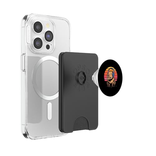 Retro Sunset Gaming Capybara mit Headset PopSockets PopWallet für MagSafe Bild 3