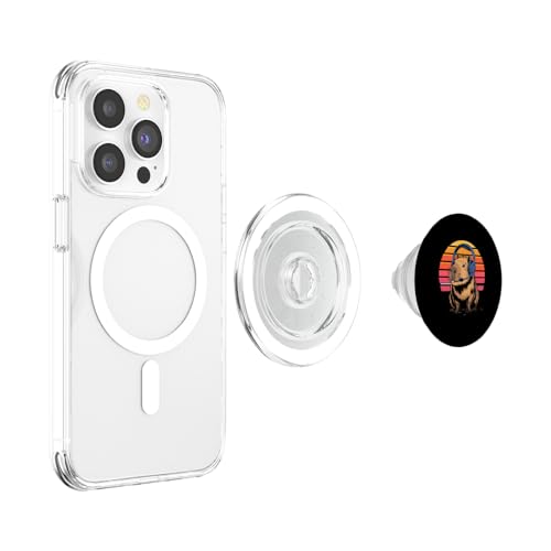 Retro Sunset Gaming Capybara mit Headset PopSockets PopGrip für MagSafe Bild 3