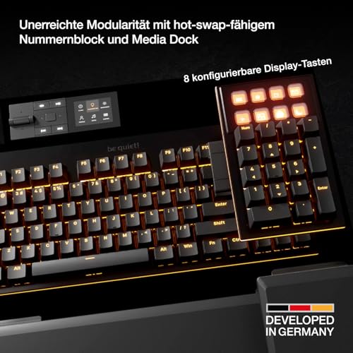 be quiet! Dark Mount Mechanische Tastatur und Dark Perk Ergo Wireless Gaming Maus-Bundle, Hot-Swap Numpad, Display Tasten, Leise Lineare Switches, 32.000 DPI-Sensor, Bis zu 110 Stunden Akkulaufzeit Bild 2