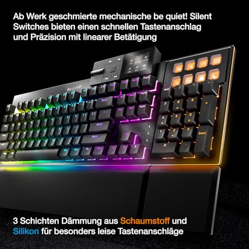 be quiet! Dark Mount Mechanische Tastatur und Dark Perk Ergo Wireless Gaming Maus-Bundle, Hot-Swap Numpad, Display Tasten, Leise Lineare Switches, 32.000 DPI-Sensor, Bis zu 110 Stunden Akkulaufzeit Bild 4