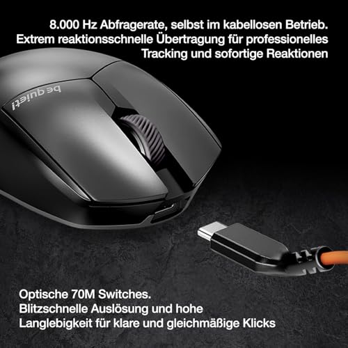 be quiet! Dark Mount Mechanische Tastatur und Dark Perk Ergo Wireless Gaming Maus-Bundle, Hot-Swap Numpad, Display Tasten, Leise Lineare Switches, 32.000 DPI-Sensor, Bis zu 110 Stunden Akkulaufzeit Bild 5