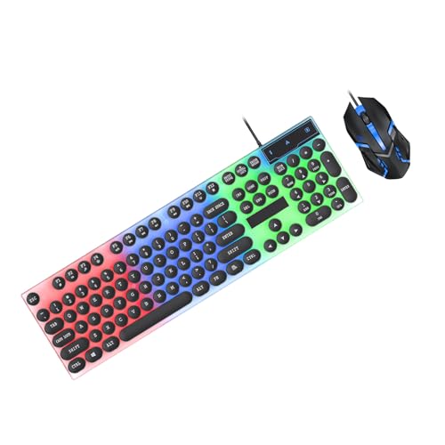 Cryfokt Farbenfrohe Kombination aus Tastatur und Maus mit RGB-Hintergrundbeleuchtung, 104-Tasten-Layout, 6-Tasten-Anti-Ghosting, für Intensive Gaming-Sessions, 1,3-Zoll-Tastaturgröße (Black) Bild 3