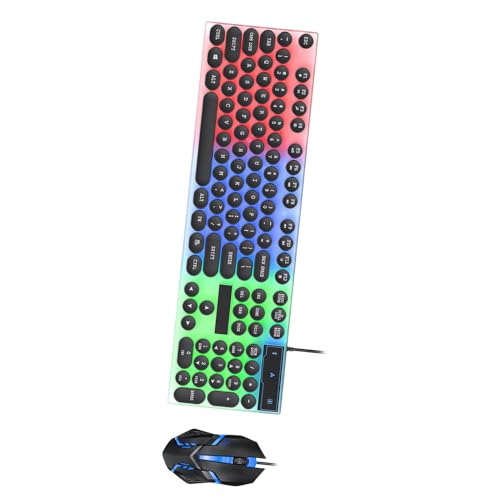 Cryfokt Farbenfrohe Kombination aus Tastatur und Maus mit RGB-Hintergrundbeleuchtung, 104-Tasten-Layout, 6-Tasten-Anti-Ghosting, für Intensive Gaming-Sessions, 1,3-Zoll-Tastaturgröße (Black) Bild 6