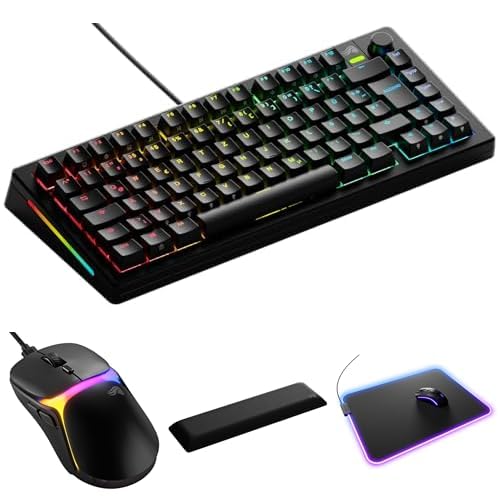 GLORIOUS Gaming GMMK 3 75% Tastatur (DE-Layout, Hot-Swap) + Model O3 Wired Ultraleicht-Maus (54g, 30K DPI) + TKL Handballenauflage + GMP 2 GLED XL RGB Mauspad, Ultimatives Set für Gamer Bild 1