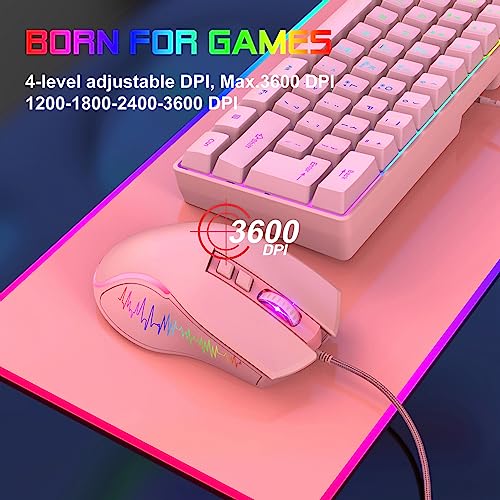 Matybobe Ergonomische Gaming-Maus mit RGB-Hintergrundbeleuchtung und Einstellbarer DPI für Gaming-Büro (Rosa) Bild 3