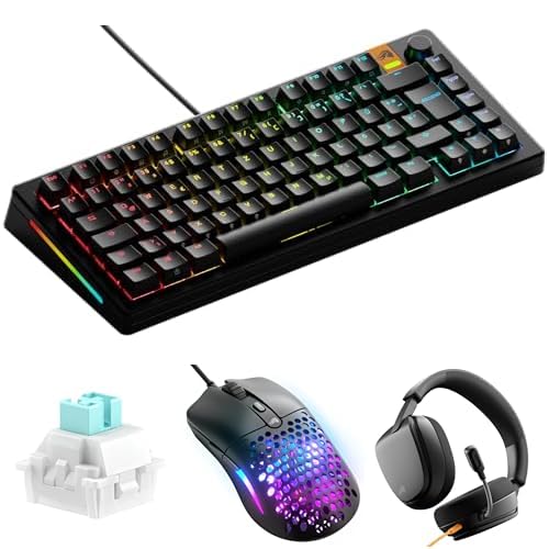 GLORIOUS GMMK 3 HE 75% Tastatur (DE, Rapid Trigger) + Lynx HE Switches (36x, Linear) + Model O Eternal RGB Maus (55g) + GHS Eternal Headset (Schwarz), High-End Magnetic Switch E-Sports Set Bild 1