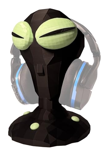 Generisch Alien Headset Halter – Glow in the Dark – Low Poly Design - Gaming Kopfhörerhalter – Sci-Fi Deko – Headphone Stand für Gaming Setup Bild 1