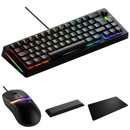 GLORIOUS GMMK 3 65% Gaming Tastatur (DE-Layout, Hot-Swap) + Model D3 Wired Ergonomische Maus (30K DPI) + Kompakt Handballenauflage + GMP 2 XL Stoff Mauspad, Perfektes Shooter Starter-Set Bild 1