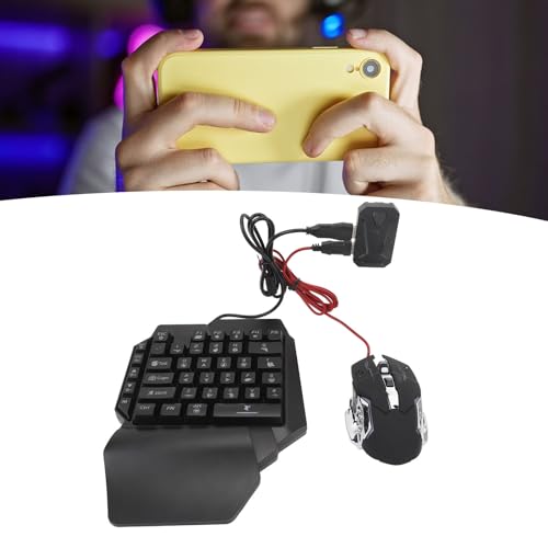 Cryfokt Einhändiges RGB-Gaming-Tastatur-Maus-Konverter-Set mit Telefonständer für Bild 5