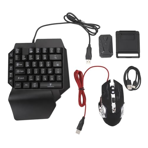 Cryfokt Einhändiges RGB-Gaming-Tastatur-Maus-Konverter-Set mit Telefonständer für Bild 6