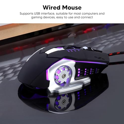 Bewinner Ergonomische Kabelgebundene Gaming-Maus mit Hoher Empfindlichkeit, Leise, Stabile USB-Computermaus mit Robuster ABS-Konstruktion für PC-Laptop-Gaming-Geräte Bild 2
