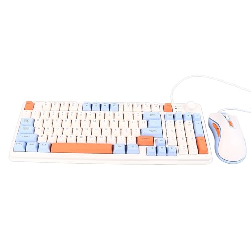 Bewinner Ergonomische Gaming-Tastatur und Maus-Kombination, Mechanische USB-Kabel-Tastatur in Voller Größe für PC und Laptop, Seeblau, Robustes ABS Bild 1
