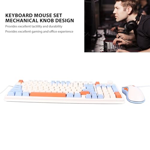 Bewinner Ergonomische Gaming-Tastatur und Maus-Kombination, Mechanische USB-Kabel-Tastatur in Voller Größe für PC und Laptop, Seeblau, Robustes ABS Bild 2