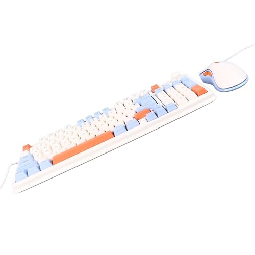Bewinner Ergonomische Gaming-Tastatur und Maus-Kombination, Mechanische USB-Kabel-Tastatur in Voller Größe für PC und Laptop, Seeblau, Robustes ABS Bild 3