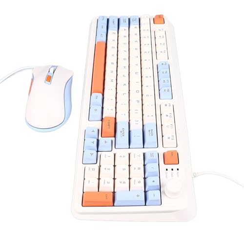 Bewinner Ergonomische Gaming-Tastatur und Maus-Kombination, Mechanische USB-Kabel-Tastatur in Voller Größe für PC und Laptop, Seeblau, Robustes ABS Bild 4