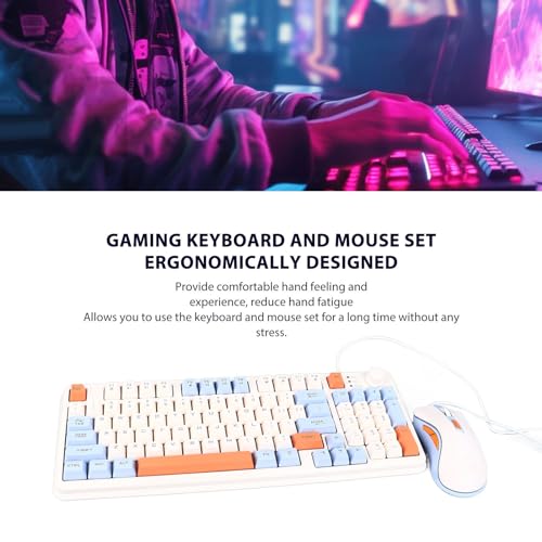 Bewinner Ergonomische Gaming-Tastatur und Maus-Kombination, Mechanische USB-Kabel-Tastatur in Voller Größe für PC und Laptop, Seeblau, Robustes ABS Bild 5