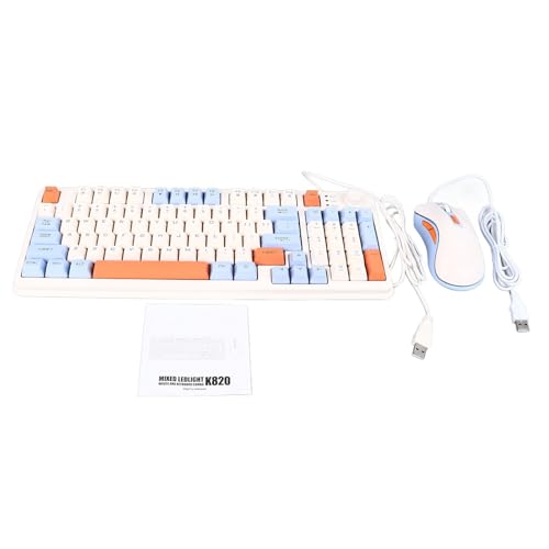Bewinner Ergonomische Gaming-Tastatur und Maus-Kombination, Mechanische USB-Kabel-Tastatur in Voller Größe für PC und Laptop, Seeblau, Robustes ABS Bild 6