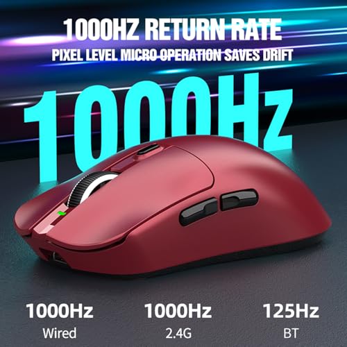 Leichte Gaming-Maus, RGB 3-Modus, Kabelgebunden, 2,4 G BT, 12000 DPI, 7 Programmierbare Tasten mit Schnell Aufladbarer Magnetbasis, für PC-Gamer und den Einsatz Im Büro (Rot) Bild 5