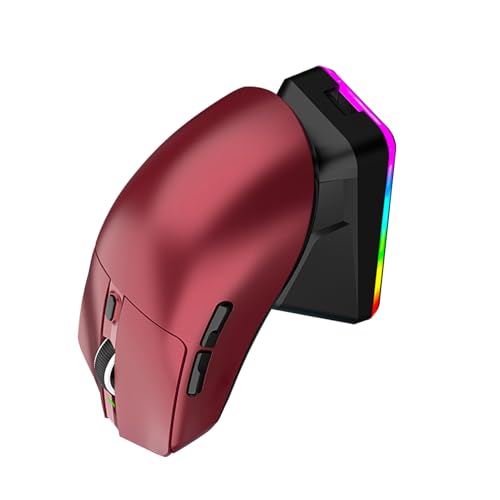 Leichte Gaming-Maus, RGB 3-Modus, Kabelgebunden, 2,4 G BT, 12000 DPI, 7 Programmierbare Tasten mit Schnell Aufladbarer Magnetbasis, für PC-Gamer und den Einsatz Im Büro (Rot) Bild 7