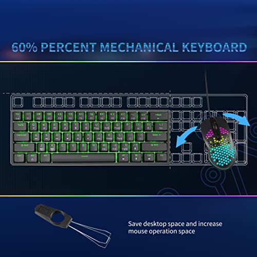 Dierya DK61se 60% Gaming Tastatur (Red Linear Switch, Anti-Ghosting, USB-C, US-Layout, schwarz) + M1 Wireless Maus (24k DPI, 90g, 6 Tasten, RGB, 180h Akku, 2.4G/BT/USB-C, schwarz) für PC Windows Bild 2