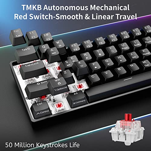 Dierya DK61se 60% Gaming Tastatur (Red Linear Switch, Anti-Ghosting, USB-C, US-Layout, schwarz) + M1 Wireless Maus (24k DPI, 90g, 6 Tasten, RGB, 180h Akku, 2.4G/BT/USB-C, schwarz) für PC Windows Bild 3