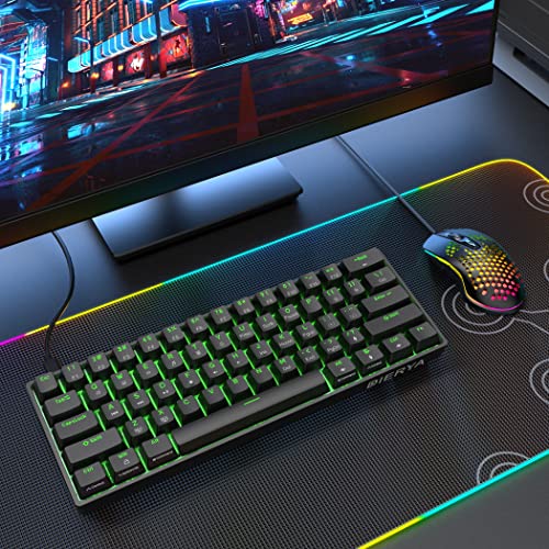Dierya DK61se 60% Gaming Tastatur (Red Linear Switch, Anti-Ghosting, USB-C, US-Layout, schwarz) + M1 Wireless Maus (24k DPI, 90g, 6 Tasten, RGB, 180h Akku, 2.4G/BT/USB-C, schwarz) für PC Windows Bild 4