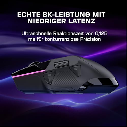 Turtle Beach Command Series MC5 Wireless Gaming-Maus - 8K-Abrufrate, optischer Owl-Eye-Sensor mit 30.000 DPI, 4D-Scrollrad, Titan Optical Switches, RGB-Beleuchtung, bis zu 35-Stunden-Akku Bild 3