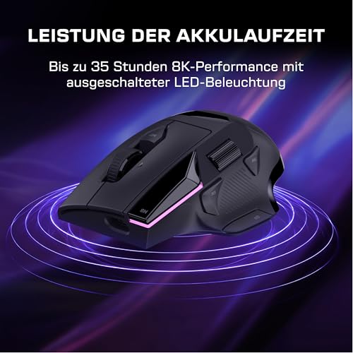 Turtle Beach Command Series MC5 Wireless Gaming-Maus - 8K-Abrufrate, optischer Owl-Eye-Sensor mit 30.000 DPI, 4D-Scrollrad, Titan Optical Switches, RGB-Beleuchtung, bis zu 35-Stunden-Akku Bild 4