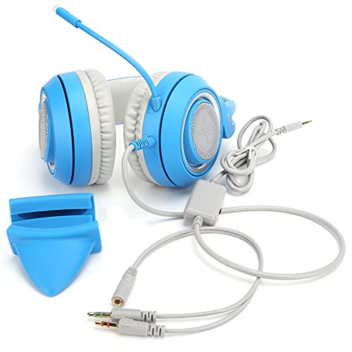 Cat Ear Headset mit LED-Licht – Hochwertiger Kabelgebundener Gaming-Kopfhörer für/One/PC/Mobiltelefon (Blau) Bild 7