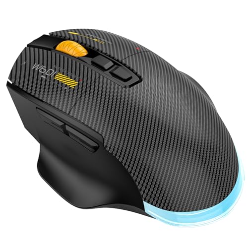 Kabellose Gaming-Maus, Kabelgebunden, 2,4 G, Bluetooth, 3 Modi, Ergonomische Maus, 12800 DPI Einstellbar, 7 Programmierbare Tasten, 5 RGB-Lichteffekte, für PC (Black) Bild 1
