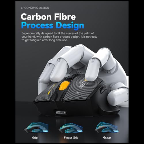 Kabellose Gaming-Maus, Kabelgebunden, 2,4 G, Bluetooth, 3 Modi, Ergonomische Maus, 12800 DPI Einstellbar, 7 Programmierbare Tasten, 5 RGB-Lichteffekte, für PC (Black) Bild 4
