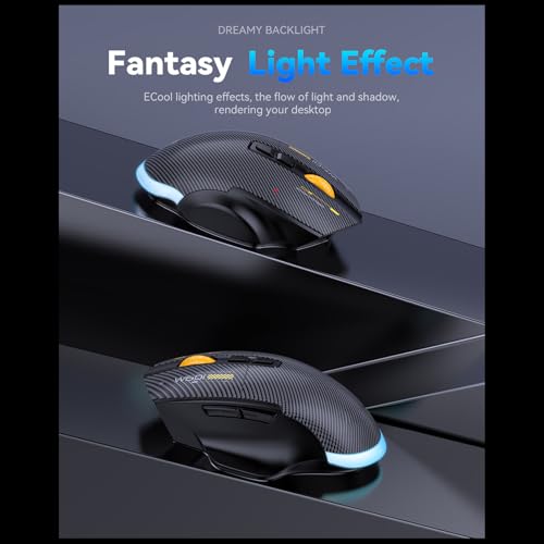 Kabellose Gaming-Maus, Kabelgebunden, 2,4 G, Bluetooth, 3 Modi, Ergonomische Maus, 12800 DPI Einstellbar, 7 Programmierbare Tasten, 5 RGB-Lichteffekte, für PC (Black) Bild 5