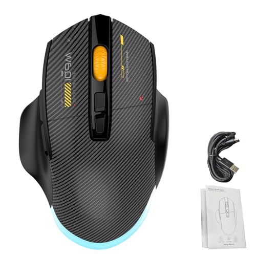 Kabellose Gaming-Maus, Kabelgebunden, 2,4 G, Bluetooth, 3 Modi, Ergonomische Maus, 12800 DPI Einstellbar, 7 Programmierbare Tasten, 5 RGB-Lichteffekte, für PC (Black) Bild 7