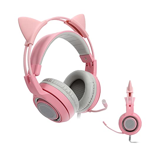 7.1-Kanal-Headset-Mikrofon mit Rosa Licht für E-Sport-Spiele, Reduziert Geräusche für Komfortable Klangsteuerung, USB-kabelgebundene Gaming-Kopfhörer für Gamer (Rosa) Bild 7