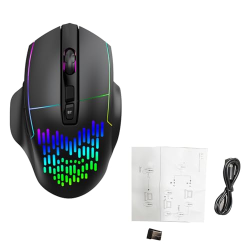 RGB-Gaming-Maus, Kabellos, 2,4 G/BT Dual Wireless mit Leisem Klicken, 7 Tasten, RGB-Hintergrundbeleuchtung, 1000–1600 DPI, 500 MAh, für Gaming-Arbeiten Bild 7