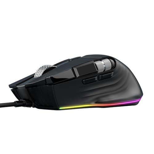 RGB-Gaming-Maus mit Kabel, Ergonomisches Design, 11 Programmierbare Tasten, Zwei Scrollräder, 7 Dynamische RGB-Lichteffekte, 1200–12400 DPI Bild 1