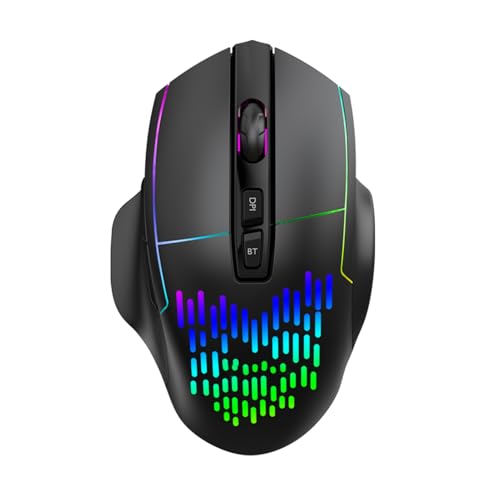 Kabellose RGB-Gaming-Maus, 2,4 G Bluetooth Dual-Modus, Geräuschlose Tasten, Wiederaufladbarer 500-mAh-, 7 Tasten, 1000/1200/1600 Einstellbare DPI Bild 1