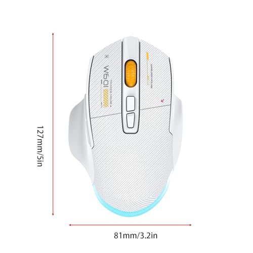 Kabellose Gaming-Maus, 2,4 G BT Kabelgebundene Triple-Mode-RGB-Maus, 12800 DPI, 7 Tasten Programmierbar, 5 Beleuchtungseffekte, Ergonomisch für PC-Laptop-Gaming (White) Bild 6