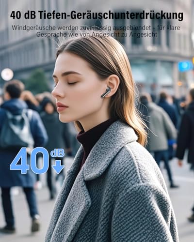 Btootos Bluetooth Kopfhörer, Kopfhörer Kabellos Bluetooth 5.4 mit App Sport In Ear Kopfhörer, Wireless Earbuds 40 Std Spielzeit, LED Ladecase, ENC Mic, Tiefer Bass Ohrhörer für IOS/Android (Schwarz) Bild 4