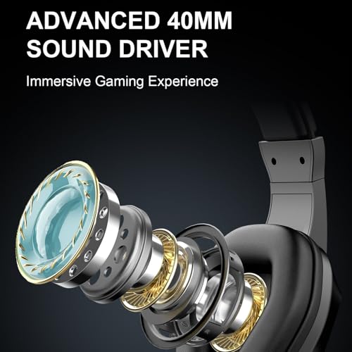 Jectse Kabelloses Gaming-Headset, 2,4 G Bluetooth 5.4 RGB-Mikrofon mit Leichter Geräuschunterdrückung und 40-mm-Treibern für PC-Computer-Smartphones 2 (Black) Bild 4