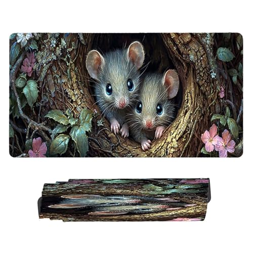 Gaming Mauspad, 90x180cmx3mm, Large Mousepad, Anti Slip Rubber Base, VerläNgern Tischschutz, Kompatibel Optisch/Laser Maustypen, Geeignet für Büro und Familie, Tiere MäUse D2YY-227 Bild 2