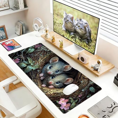 Gaming Mauspad, 90x180cmx3mm, Large Mousepad, Anti Slip Rubber Base, VerläNgern Tischschutz, Kompatibel Optisch/Laser Maustypen, Geeignet für Büro und Familie, Tiere MäUse D2YY-227 Bild 4