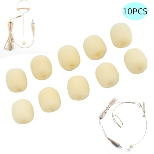 Mikrofon-Windschutzscheibenabdeckungen aus Schaumstoff, hohe Elastizität, Rauschunterdrückung, für Gaming-Headsets und Headwear-Mikrofone, für Innen- und Außenbereich, Beige, 10 Stück Bild 2