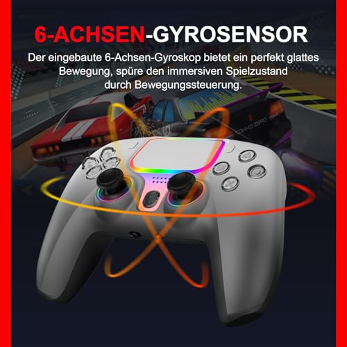 NBCP Wired Controller für PS5 Pro, Slim, PS4, PC/Steam – Kabelgebundenes Gamepad mit Turbo/Makrofunktionen, Dual-Vibration & 3,5-mm-Audiobuchse (Weiß) Bild 5